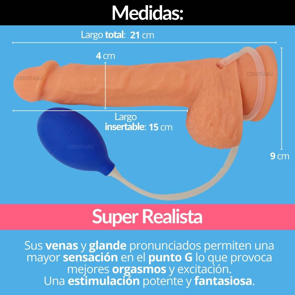 Dildo Consolador Realista Con Bomba Para Simular Eyaculación